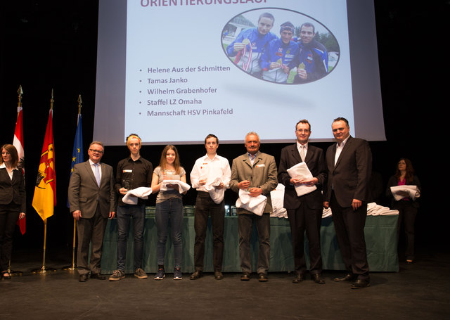 Die OrientierungsläuferInnen vom HSV Pinkafeld und LZ Omaha wurden geehrt. | Foto: Landesmedienservice