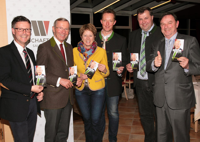 Von links: Kurt Katstaller, LH Wilfried Haslauer, Vize-Präs. Andrea Stifter, Gastgeber Jürgen Grießner, Bgm. Josef Grießner, Nick Kraguljac (Obmann Pinzgau) | Foto: Sepp Faistauer