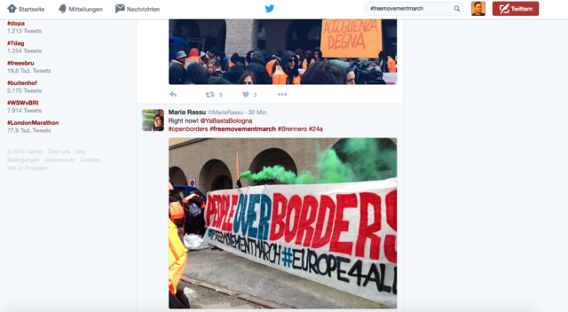 Im sozialen Medium Twitter zeigen viele Teilnehmer Bilder von der Demo | Foto: Screenshot Twitter