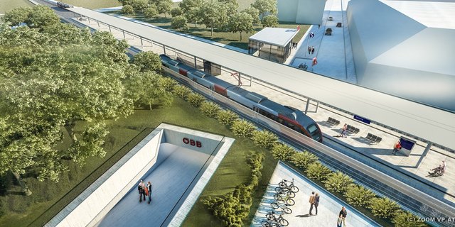 Blick in die Zukunft: So soll der Bahnsteig in Speising nach der Verlegung der Station aussehen. | Foto: OEBB