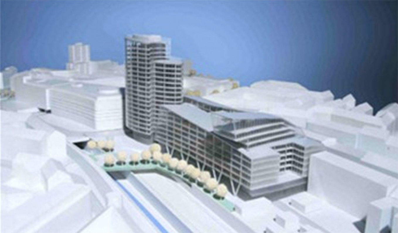 Das geplante Projekt für die Kometgründe: Bürohochhaus, Wohnungen und Einkaufszentrum.