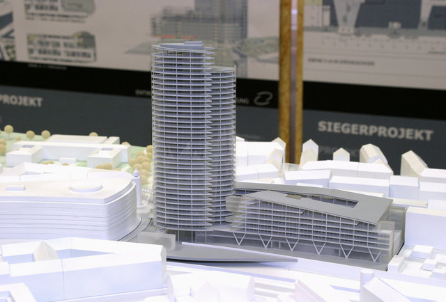 Das geplante Projekt für die Kometgründe: Bürohochhaus, Wohnungen und Einkaufszentrum.