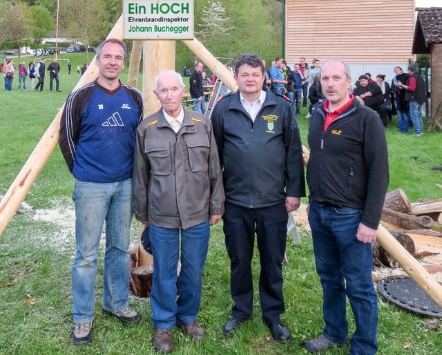 FOTO v.l.n.r.:  Martin Bernhard, Johann Buchegger, Kdt. Gerald Gaupmann, Stv. Erich Schilcher