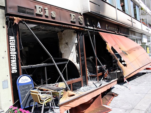 Ausgebrannt: Bereits bei Ankunft der Feuerwehr stand das gesamte Lokal in Flammen.