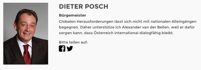 Neudörfls Bürgermeister Dieter Posch unterstützt Van der Bellen, „weil er dafür sorgen kann, dass Österreich international dialogfähig bleibt.“ | Foto: www.vanderbellen.at