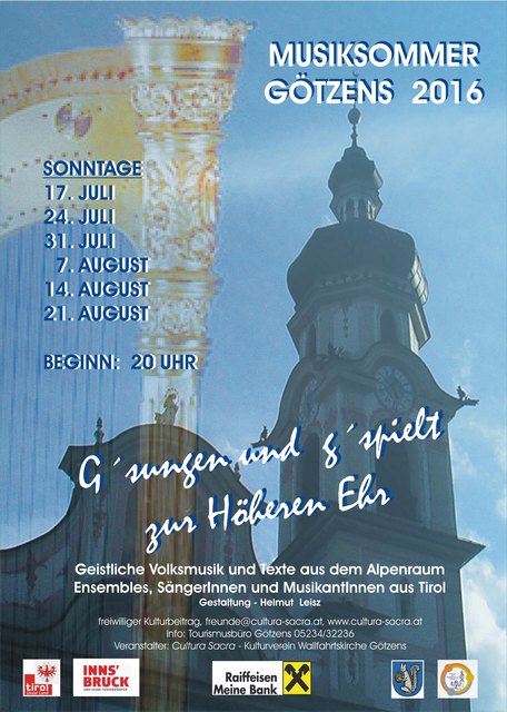 PLAKAT + TERMINE - MUSIKSOMMER GÖTZENS 2016