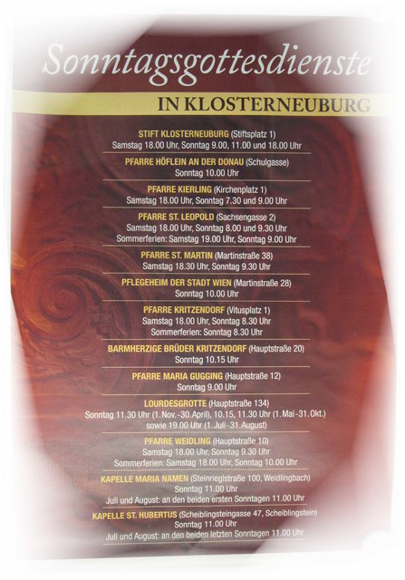 Sonntagsgottesdienste in Klosterneuburg