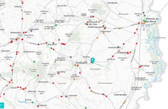 Alle Verkehrsunfälle des Jahres 2014 sind auf dieser Grafik dokumentiert. Ein neuralgischer Bereich im Bezirk ist zum Beispiel der Steinberg. | Foto: Statistik Austria