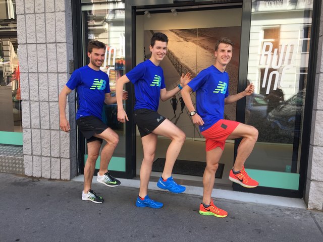 Laufen als Firmenteam für das Geschäft "Runinc": Christoph Schatzmann, Paul Plumer und Valentin Schneider (v.l.n.r.).