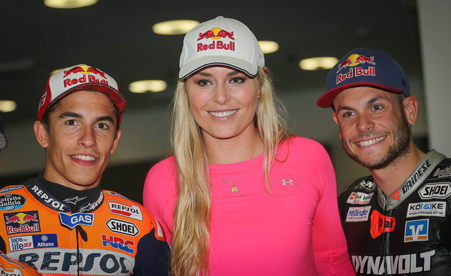 Marc Marquez und Sandro Cortese mit Lindsey Vonn. Foto: ripu