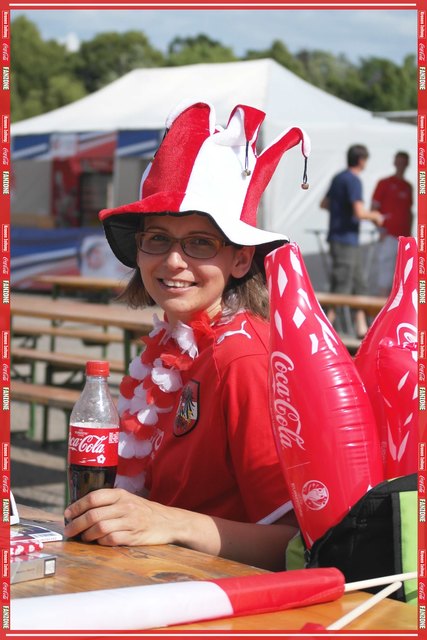 Österreich Fan in der Fanzone in Eggenburg