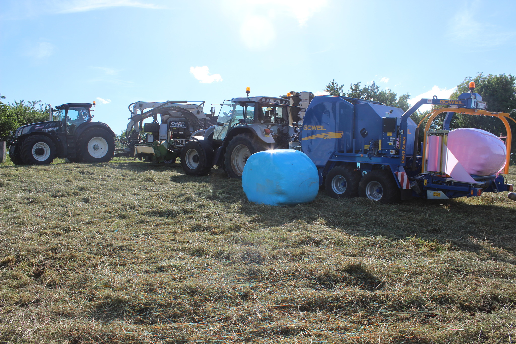 Rosa und blaue Siloballen propagieren Krebsvorsorge – Christian