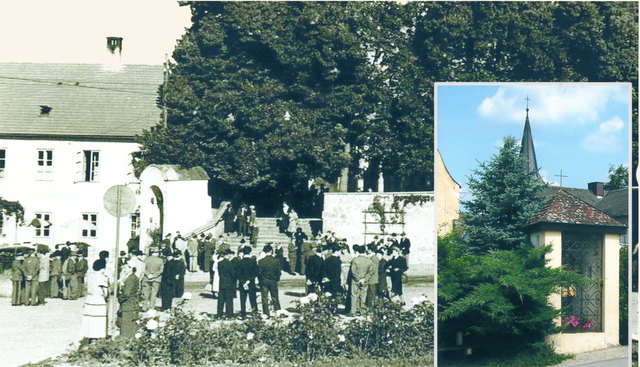 Die alte Kapelle bei der Stiege zur katholischen Pfarrkirche und der heutige Standort an der Gusenbrücke. | Foto: Archiv/Mayrhofer