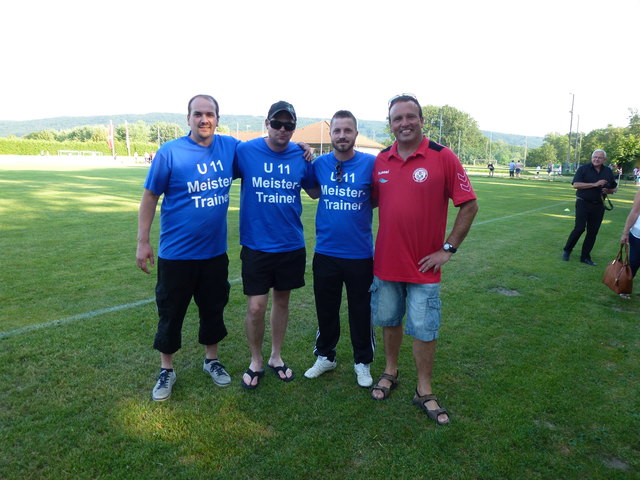 Die erfolgreichen U11-Meistertrainer Markus Ofner, Christoph Enzinger, Jakob Sommerlechner und U9-Trainer Bernhard Scharz. | Foto: privat