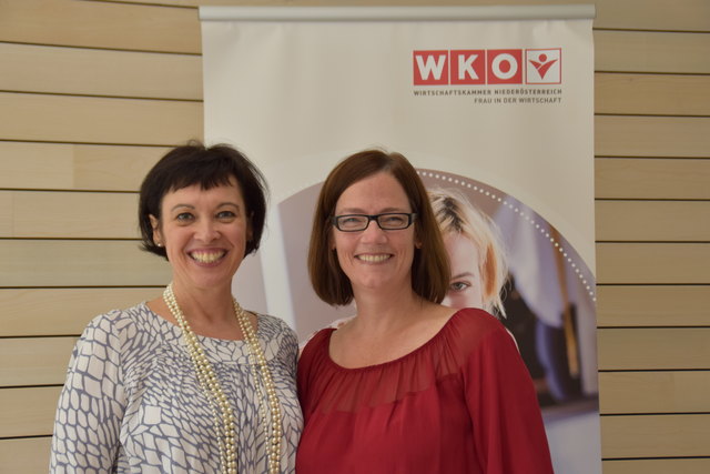 Sabine Wolfram (PR-Expertin und Frau in der Wirtschaft Baden) und Astrid Wessely (Frau in der Wirtschaft Purkersdorf)