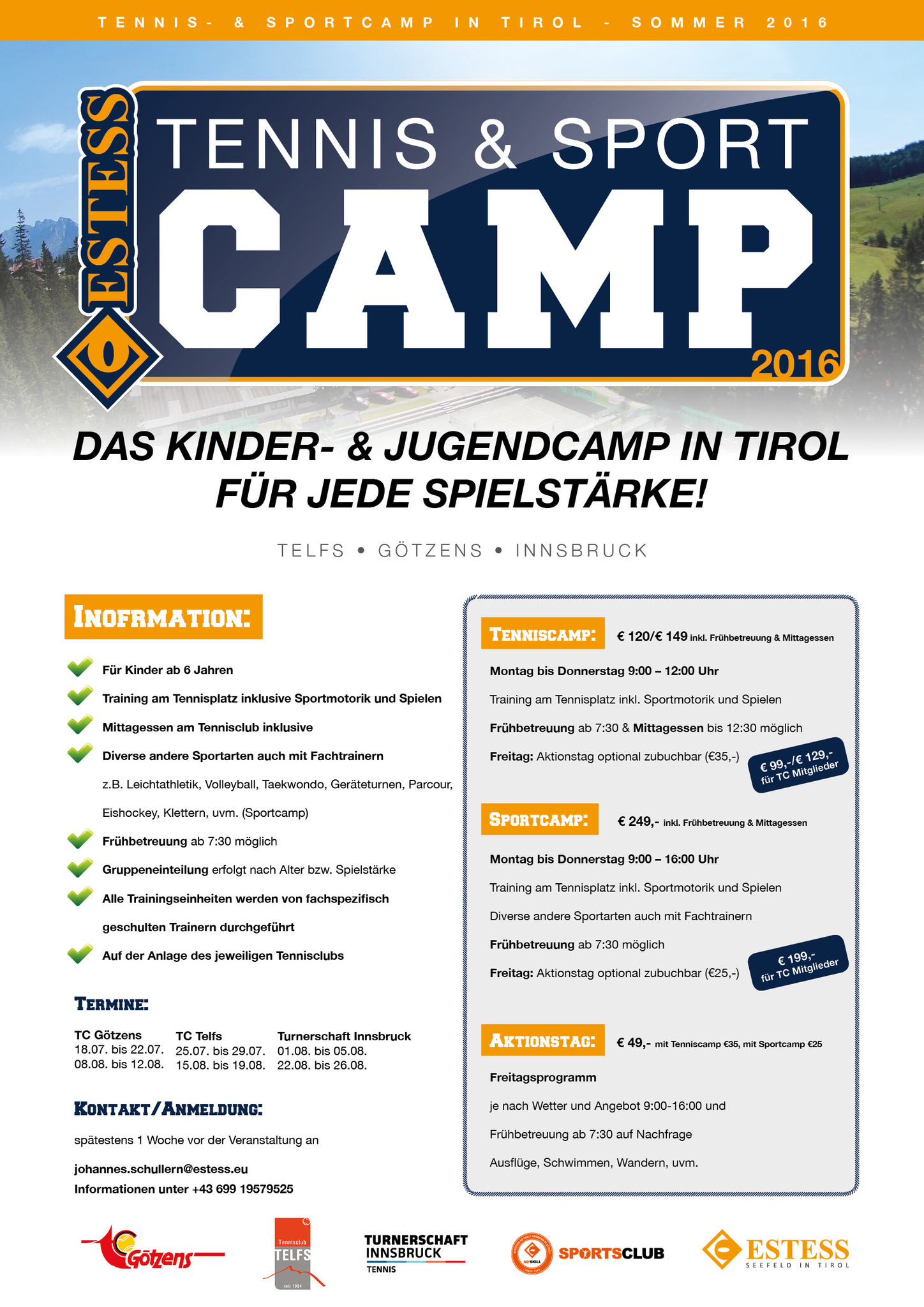 Tennis Kursprogramm Fur Die Sommerferien 2016 Telfs