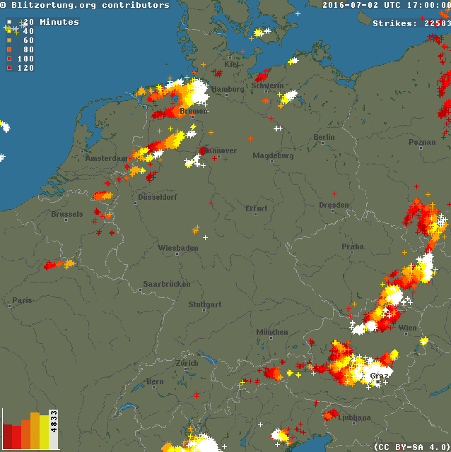 Blitzortung von gestern Abend!