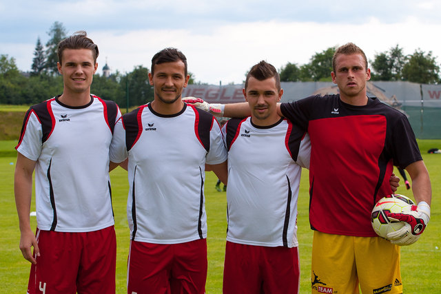 Unsere bisherigen Neuzugänge von links: Emrah Krizevac, Haris Bukva, Matthias Felber und Jaroslav Kasprisin.