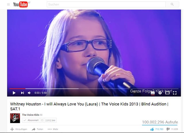 Der Hunderter ist geknackt. Damit ist sie die erfolgreichste "The Voice"-Interpretin.