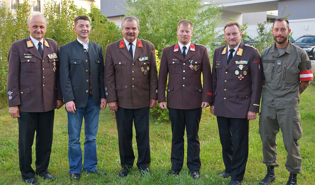Amtsübergabe: Rudolf Temmel, Thomas Zach, Rupert Pucher, Manuel Pucher, Johann Kaufmann und Thomas Hermann (v.l.).