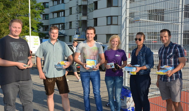 Philipp Huber (JVP Treubach), Bgm. Michael Huber, Bezirksobmann Gerald Weilbuchner, Woolie-Leiterin Verena Dunhofer, Bezirksobmann-Stv. Anja Stockinger und Bezirksobmann-Stv. Markus Asen