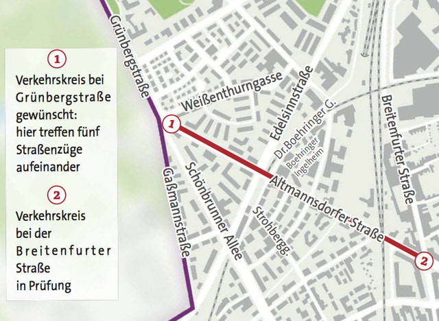 Am Grünen Berg würde ein Kreisverkehr die Situation erleichtern, so Marcus Eisinger.