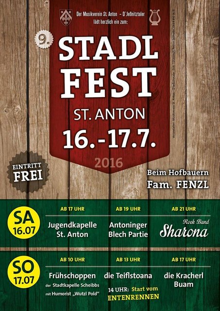 Der Musikverein lädt zum Stadlfest in St. Anton an der Jeßnitz.