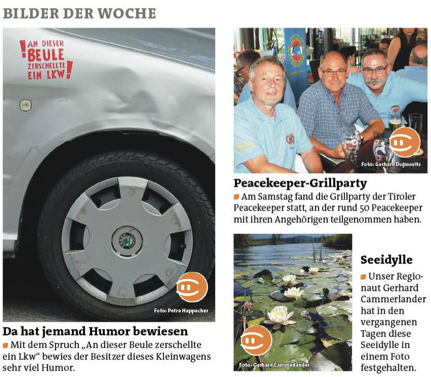 Bezirksblätter Hall-Rum, Westliches Mittelgebirge, Stadtblatt Innsbruck KW 27Foto: Petra HappacherFoto: Gerhard DujmovitsFoto: Gerhard Cammerlander