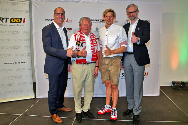 Gerhard Rumetshofer, Hans Friedinger, David Brandl und Michael Strugl. | Foto: Land OÖ/Plohe
