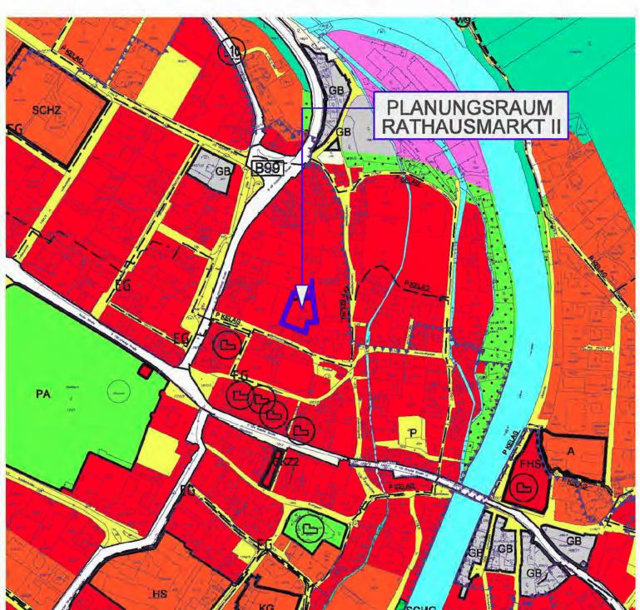 Dies ist der Planungsraum am Rathausmarkt laut Teilbebauungsplan | Foto: KK