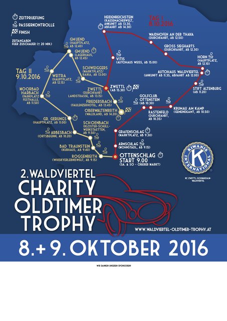 Streckendetails der 2. Waldviertel Charity Oldtimer Trophy am 8. und 9. Oktober. | Foto: Kiwanis