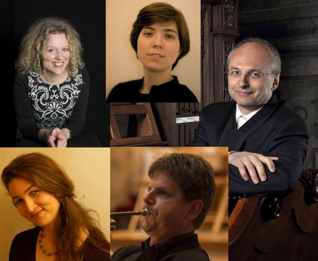 Das Ensemble: Susanne Kurz (Sopran), Katrin Autzinger (Mezzosopran), Teresa Riveiro-Böhm (Violine), Siegfried Koch (Zink) und Johannes Ebenbauer (Basso continuo).