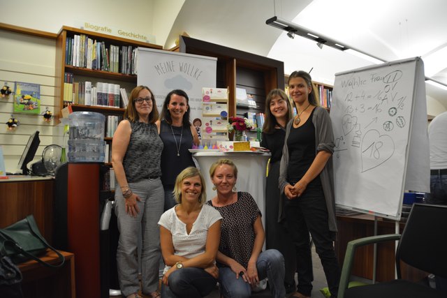 Herta Widhalm, Sabine Fallmann-Hauser, Sarah Michalko, Maria Holl, Raphaela Bachler und Romana Dienstbier beim Frauentalk in Scheibbs.