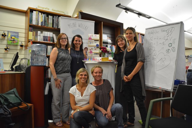 Herta Widhalm, Sabine Fallmann-Hauser, Sarah Michalko, Maria Holl, Raphaela Bachler und Romana Dienstbier beim Frauentalk in Scheibbs.