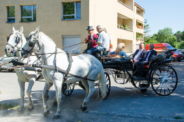 Fiakerbaron Wolfgang Fasching kutschierte Minister Hans Peter Doskozil durch Simmering. | Foto: Stefan Tögel