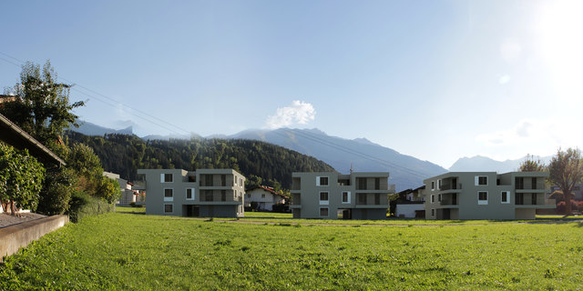 In zentraler Lage in Zams soll ein Wohnbauprojekt mit vier Baukörpern mit 35 Einheiten entstehen. | Foto: Visualisierung: Wohnungseigentum