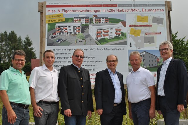 v.l.n.r.: Vzbgm. Rudi Simader, Gerald Pichler SPÖ Obmann, Heinz Huber AL.Stv., Robert Valenti Obmann Stv. Lebensräume, Bgm. Josef Reingruber und Manfred Kapl Lebensräume.