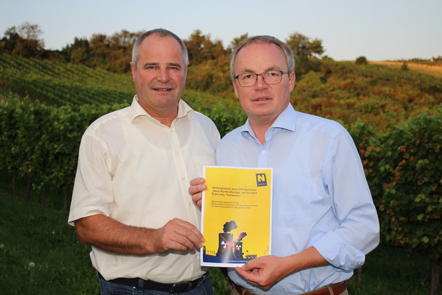 Landtagsabgeordneter Hermann Haller und Landesrat Stephan Pernkopf rufen die Korneuburgerinnen und Korneuburg zur Unterstützung der Dukovany-Stellungnahme auf.