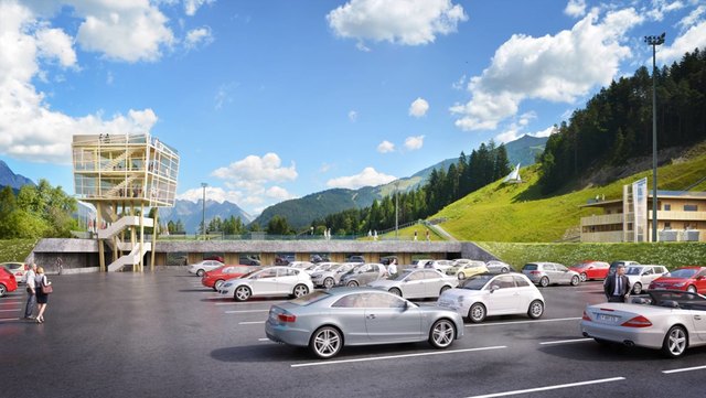 Meissl Architects aus Seefeld planen das Funktionsgebäude mit dem spektakulären Aussichtsturm, der auch nach der WM2019 an das Großereignis erinnert.