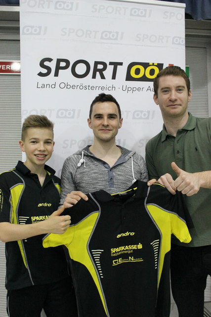 Ebensees Neuverpflichtung Simon Oberfichtner gibt sein Heimdebut gegen Jena. V.l.n.r.: Jonas Promberger, Simon Oberfichtner, Martin Leonhartsberger