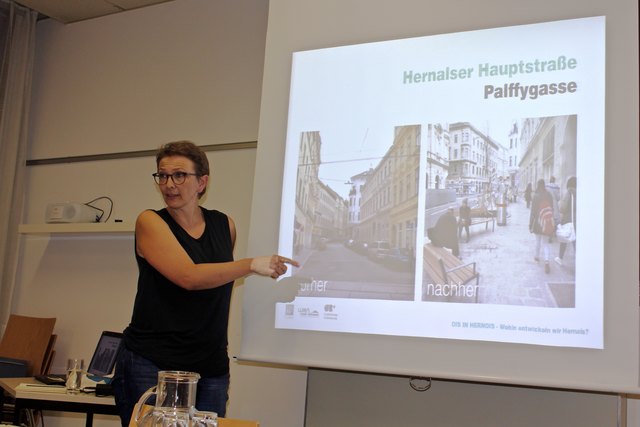 Verweilzonen wie die in der Palffygasse erhöhen die Lebensqualität im Bezirk, erklärt Angela Salchegger von der Gebietsbetreuung Stadterneuerung