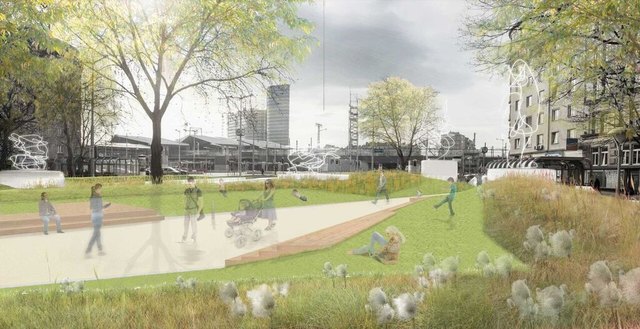 Üppiges Grün: So wurde der neue Südtiroler Platz vor dem Umbau visualisiert. Bürger konnten bei der Planung mitreden. | Foto: Grafik: zwoPK/ Michael Sailstorfe