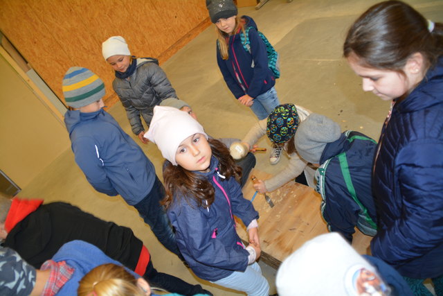 3. und 4. Klasse der Volksschule Weiden am See bei Holzbau Kast in Gols