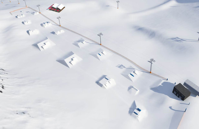 Der Golden Roofpark überzeugt mit einem bunten Mix an Boxen, Trails und Kickern! | Foto: Axamer Lizum/YOUNG MOUNTAIN MARKETING