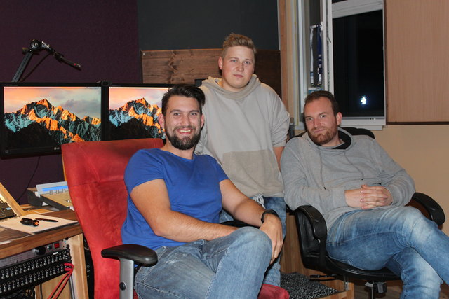 Die Studio-Crew: Daniel Götzinger (Strelle Records), Marcel Dietrichsteiner und Christoph Binder (Desss Records)