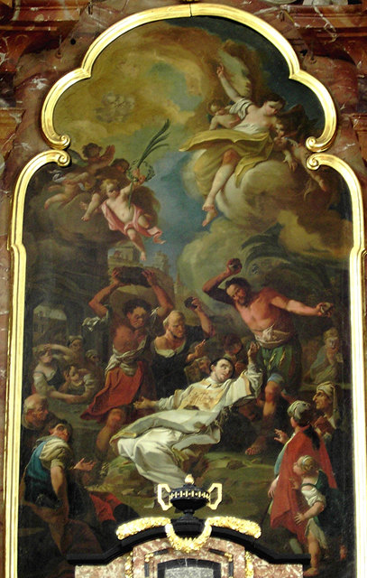 Steinigung des hl. Stephanus in der Franziskanerklosterkirche Füssen von Franz Anton Zeiller.