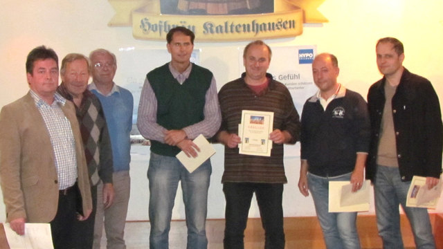 V.l.n.r.: Turnierleiter Berti - RS Herbst - ÖS Vlasak Dr. - 5. Knezevic - Landesmeister Besner - 3. Panajotov - 2. Ljubic