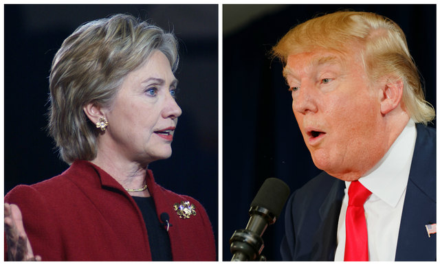 Hillary Clinton und Donald Trump kandidieren um das Amt der US-Präsidentin bzw. des US-Präsidenten. In den meisten Umfragen wird Clinton vorne gesehen.
