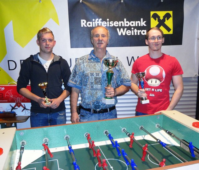 Die Wuzzel-Meister aus Karlstift des Jahres 2016: 3. Stefan Grill, 1. Karl Rogetzer, 2. Fabian Schwarzinger.