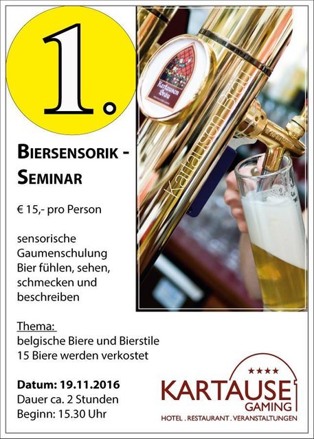 Beim ersten Biersensorik-Seminar in der Kartause Gaming erhalten die Teilnehmer eine ganz spezielle "Gaumenschulung".
